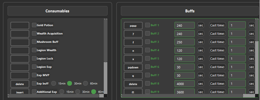 Auto Consumables and Auto Buffs